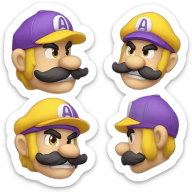 Wario with à yelow cap a violet overhall and à yellow shirt sticker