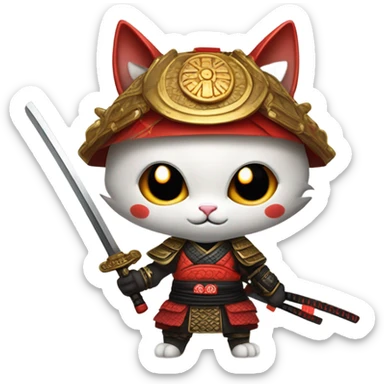devil samurai cat sticker