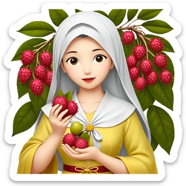 Cewek manis berambut pirang di gerai indah seperti Belle (princess Disney) memakai gaun kuning dan dia memakai bunga cantik di atas rambutnya rambutnya tertiup angin dan dia tersenyum manis sticker