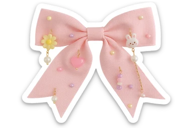 kpop bow with tiny charms and beads, cute and trendy, remove background sticker