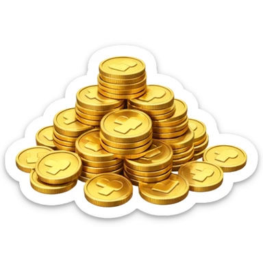 small pile of gold coins, 3D emoji style, shiny gold, no symbols, no text,  sticker