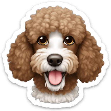 scruffy brown poodle with white stripe on face sticker