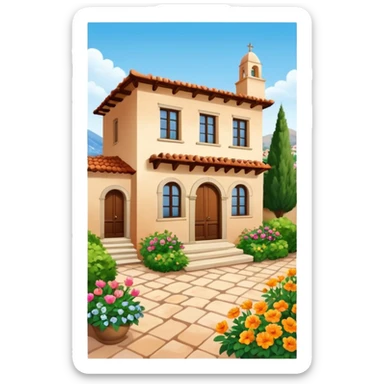 Mediterranean house with garden sticker