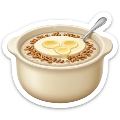 buckwheat porridge with a pat of butter on top sticker
