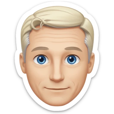 Avatar pic male gray hair blue eyes clean shaven blonde eyebrows high cheekbones sly smile long eyelashes sticker