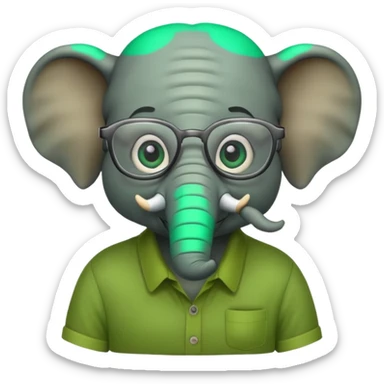 elephant wtih glasses and green shirt sticker