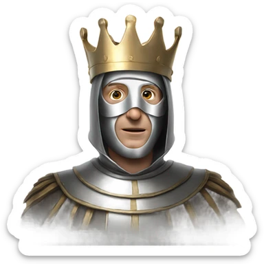 king baldwin IV in silver full face mask up with hands out sticker