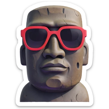 moai head with oversized sunglasses, blending moai and sunglasses emoji features sticker