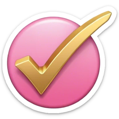 pink gold check mark icon sticker