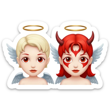 create a angel and devil in one emoji sticker