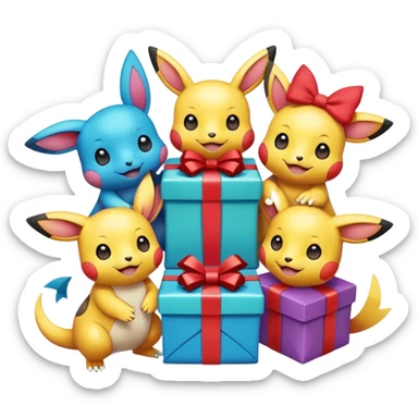 pokemans giving each other things sticker