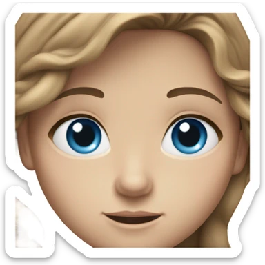 caucasian girl with long wavy brown hair and blue eyes sticker