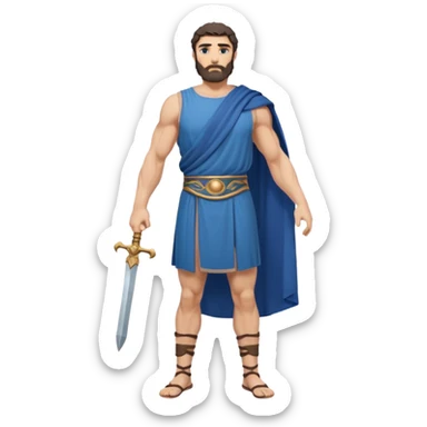 ancient greek man full length no weapons blue tunic sticker