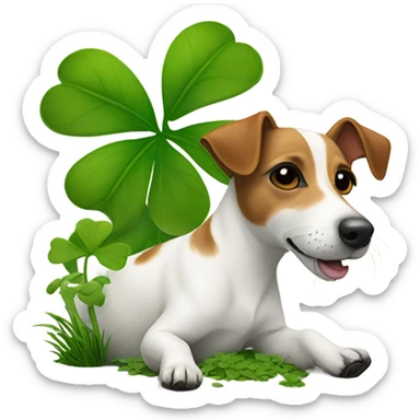 Jack Russel Terrier with Cloverleaf  sticker
