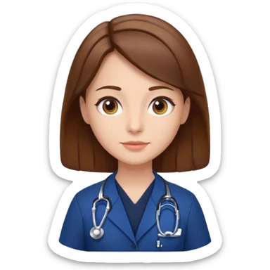 doctor con uniforme azul oscuro cabello marron sticker