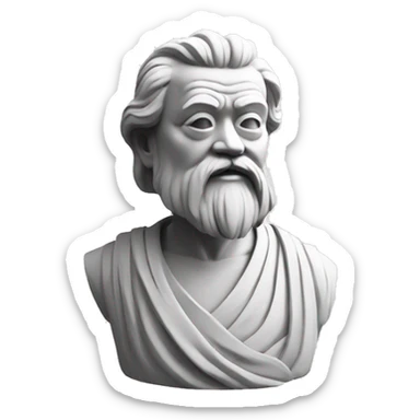 lau tzu, philosopher statue, portrait, minimal, logo, monochrome sticker