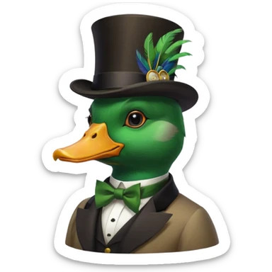 Create a mallard which has a hat and a monocle
 sticker