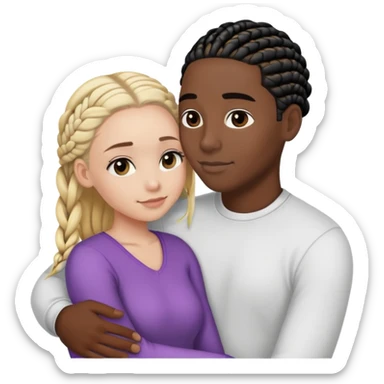 Black guy with black cornrows, snuggling up with a white girl with blonde hair sticker