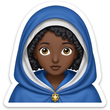 Mujer hebrea con manto azul y pelo negro rizado y con la cabeza tapada con un velo sticker