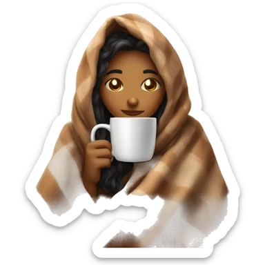 girl inside a blanket sipping coffee eyes closed sticker