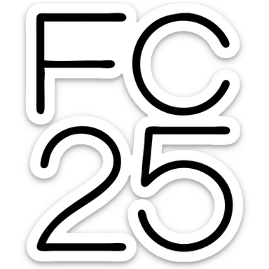 minimal icon of 'FC 25' as a monogram, outlined, no fill, geometric style sticker