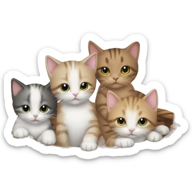 1 mother cat and 5 kittens in a basket sticker