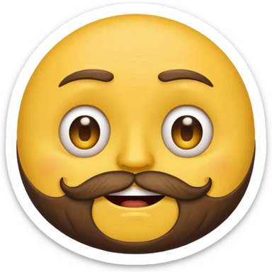 classic yellow emoji face with a beard, split between happy and sad expressions sticker