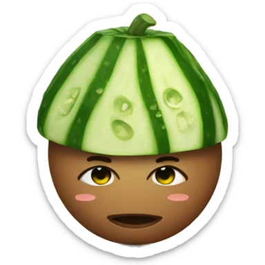 Emoji relaxing with cucumber in the eyes sticker