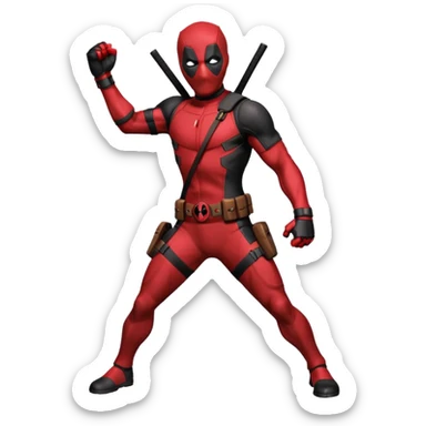 deadpool con pose de pelea sticker