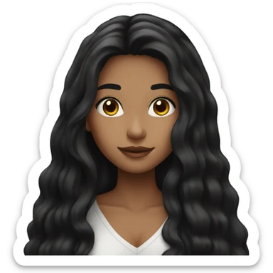 girl with long black hair beautiful sticker