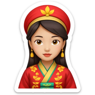 Asian girl wearing traditional Vietnamese clothes sticker