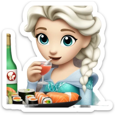 Princess Elsa drinking sushi sticker
