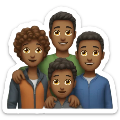Family with three boys sticker