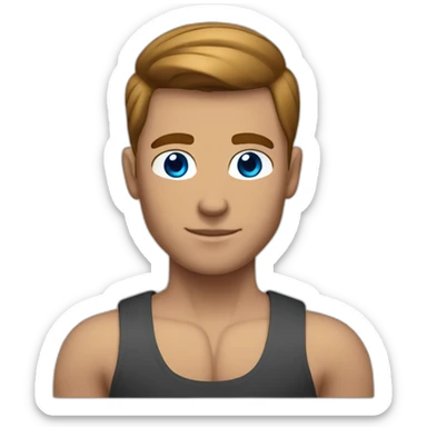 muscle blue eyes man slick bronze hair clean shaven sticker