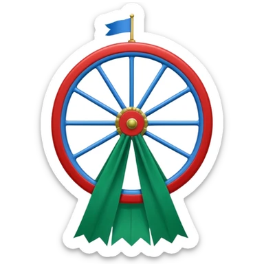 Drapeau bleu et vert avec une roue rouge zvec 24 rayon la roue rouge est a l’interieur du drapeau bleu et vert sticker