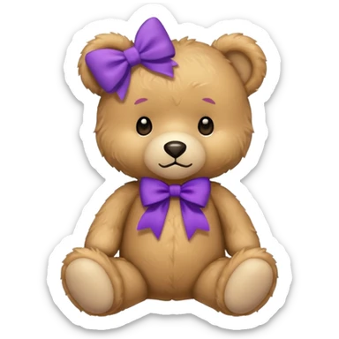 A cute teddy bear with a purple bun  sticker