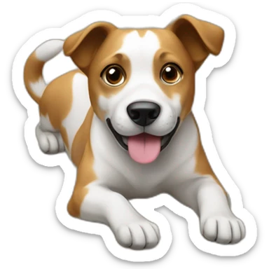 a dog chillin on the floor wirh one leg in the air sticker