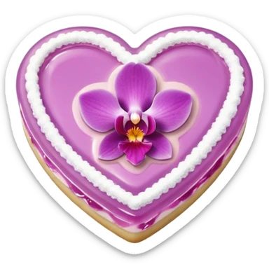Realistic shortbread cookie in the shape of a heart with orchid color jelly middle filling and sprinkled powder sugar on top. sticker