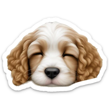 cute cockapoo puppy sleep in blanket sticker