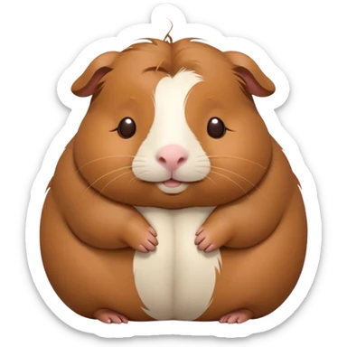 Meme-Worthy Cute Sleeping Brown Guinea Pig Portrait Emoji, Head resting peacefully with a contented smile, showcasing a delightfully chubby build and a luxuriously soft brown coat, eyes shut in a serene, cozy nap, Simplified yet hilariously adorable features, highly detailed, glowing with a soft, drowsy light, high shine, relaxed and utterly lovable, stylized with an air of playful laziness, bright and heartwarming, soft glowing outline, capturing the essence of a comically sleepy guinea pig, so meme-worthy it feels like it could instantly become the next viral sensation of adorable slumber! sticker