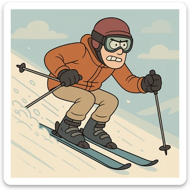 a skier in action, winter sports, dynamic pose, snow, modern illustration sticker