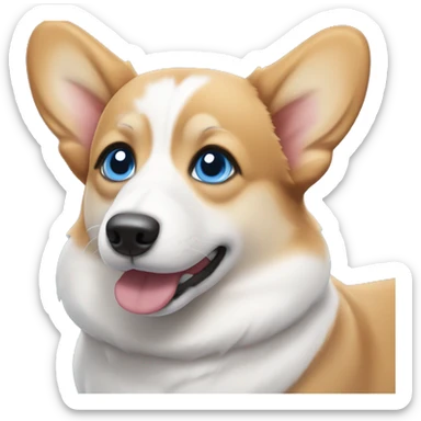tan and white corgi with bright blue eyes sticker