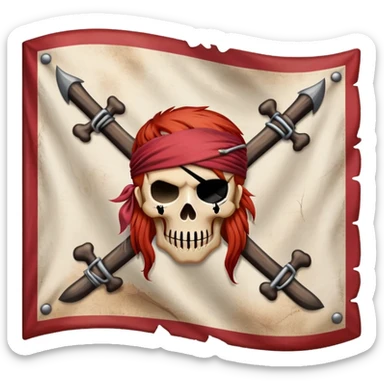 One Piece Red Hair Pirates flag with three scars sticker