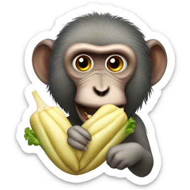 baboon eating a parsnip  sticker
