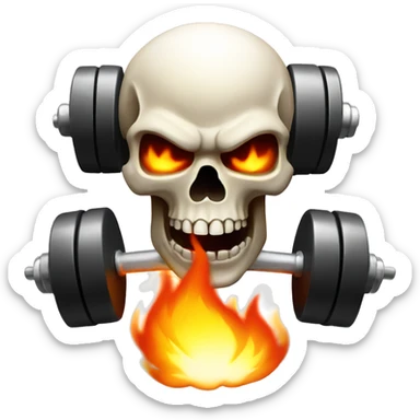 Skull on fire with an dumbell sticker