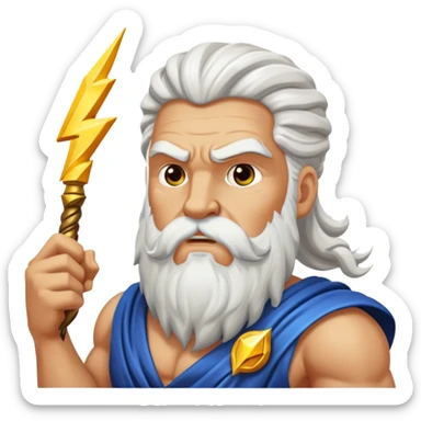 Zeus thunder god with lightning bolt and white beard sticker