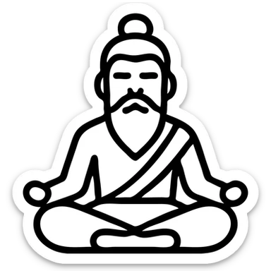 meditating guru cross-legged, modern icon style, minimal color, clear lines sticker