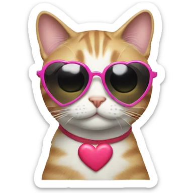 Cat with hearts sunglasses  sticker