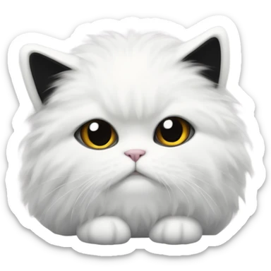 fat white fluffy cat with black face paws and tail wearing pyjamas  sticker