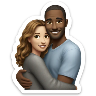 Photo Realistic beautiful model couple hug with warm smiles sticker